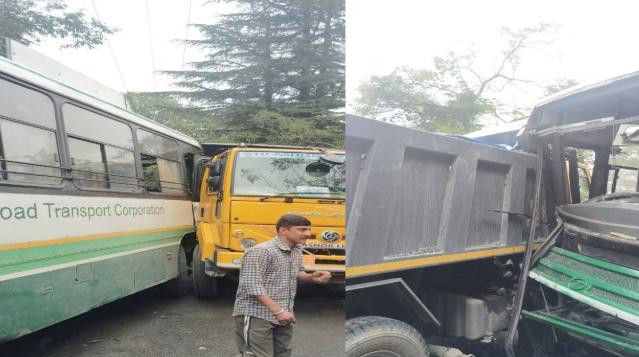 शिमला के ढांडा में HRTC बस और टिपर की टक्कर, कई घायल